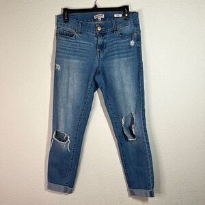 Juicy Couture Blue Destroyed Distress Cuffed Hem Skinny Ankle Jeans‎ Womens Sz 6